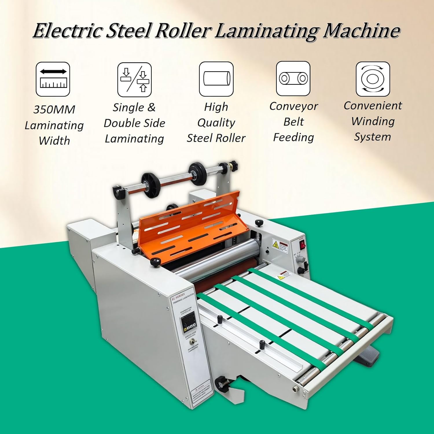 13'' Electric Steel Roller Thermal Laminator Laminating Machine