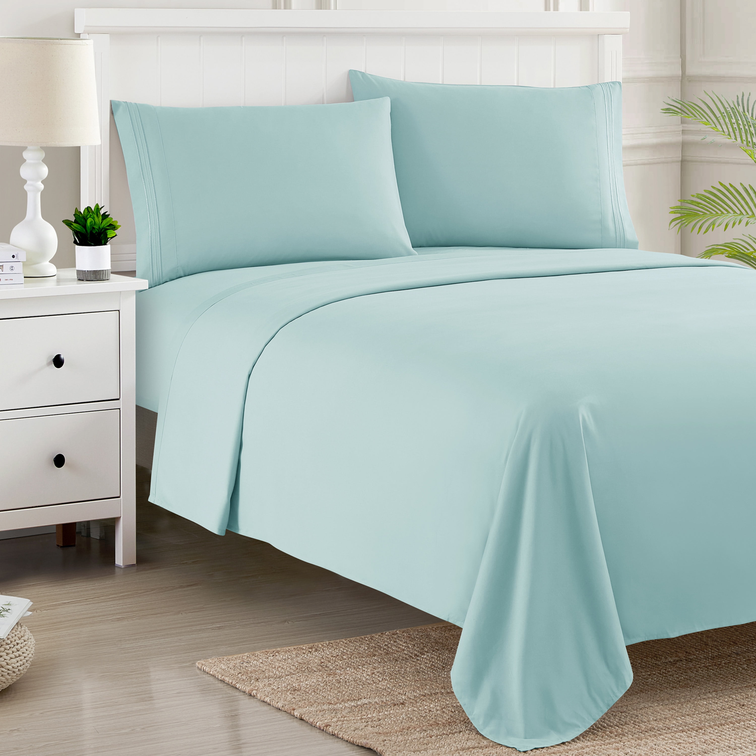 Sweet Home Collection 1800 Series Bed Sheets - Extra Soft Microfiber Deep Pocket Sheet Set - Aqua, Twin XL