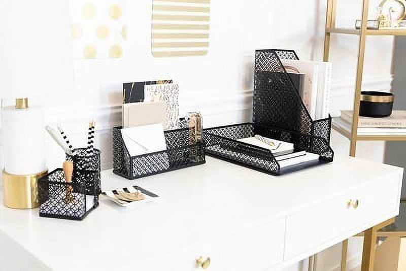 Blu Monaco Black 6 Piece Desk Accessories Set