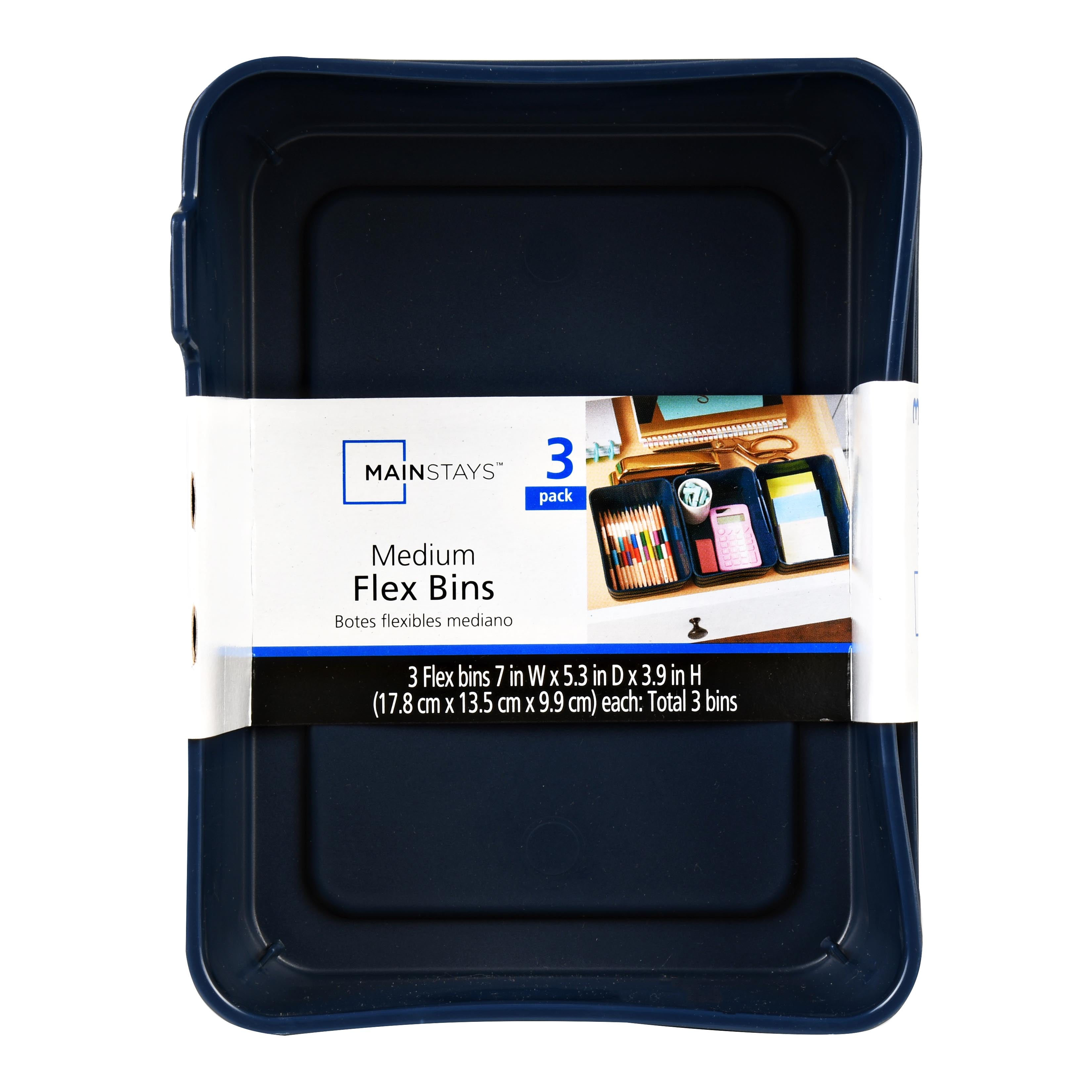 Mainstays 3pk Medium Flex Bins Drawer Organizer