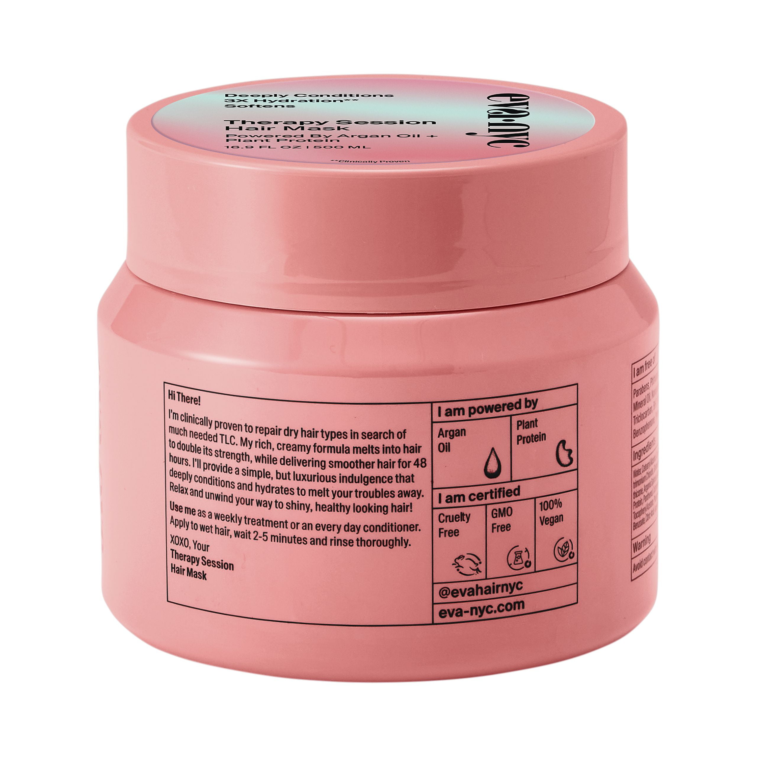 Eva NYC Therapy Session Hair Mask for Damaged Hair, 16.9 fl oz