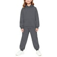 thumbnail image 6 of YunPes Girls Hoodies Sweatsuit Set Teen Plain Cotton Athletic Pullover Sweatshirts Elastic Waist Outdoor Sports Pants Set, 6 of 9