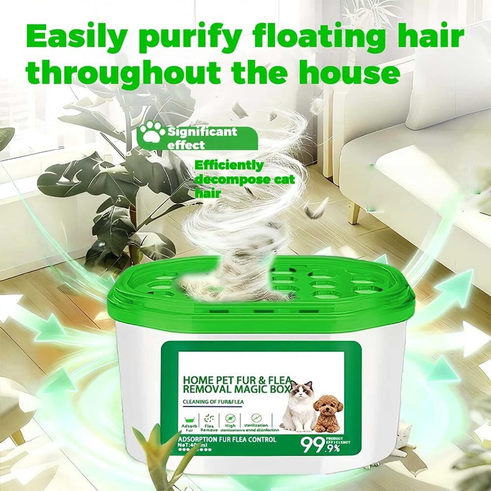 2026 New Home Pet Fur & Odor Removal Magic Box, Indoor Air Purification Dust Removal Magic Box for Home Pet Hair, 400ml, 360°, Portable Odor Eliminator & Dust Collector for Bedroom, Living Room