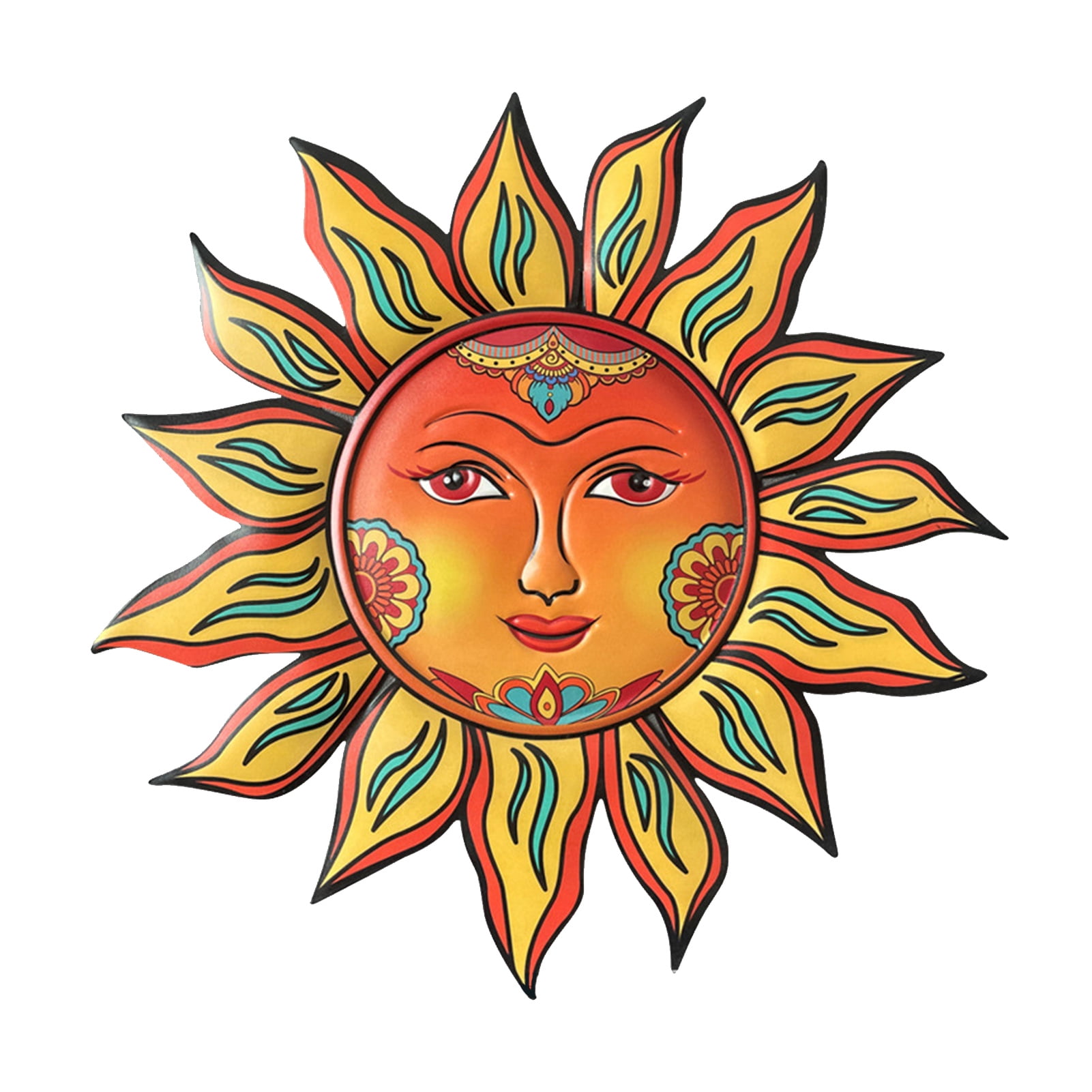 ibaste Metal Sun Wall Decor Outdoor Sun Face Iron Outdoor Wall Decor