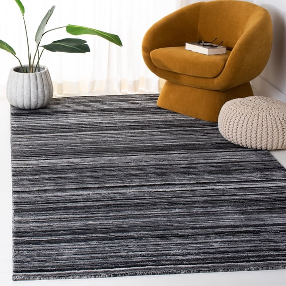 Safavieh Elements Albina Striped Polyester Area Rug, Black/Gray, 6' x 6' Square
