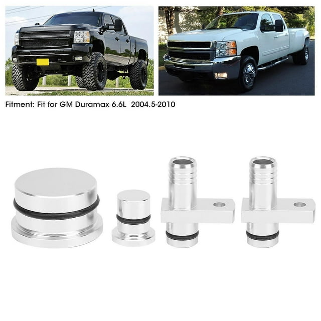 PCV Reroute Fitting with Reroute Port Plug and Resonator Plug Fit for GM Duramax 6.6L 2004.5‑2010Black