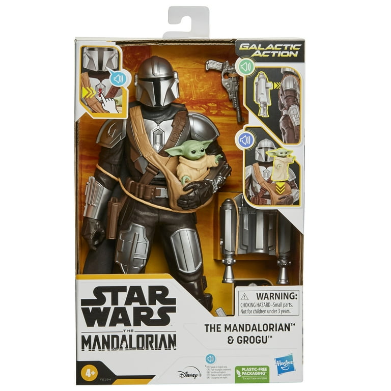 Star Wars: The Mandalorian Galactic Action The Mandalorian and Grogu Kids  Toy Action Figure for Boys and Girls Ages 4 5 6 7 8 and Up (13”)