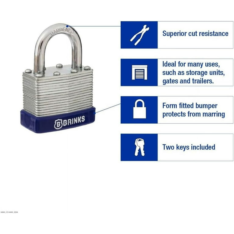 Brinks Laminated Steel 40mm Keyed Padlock with 7/8in Shackle