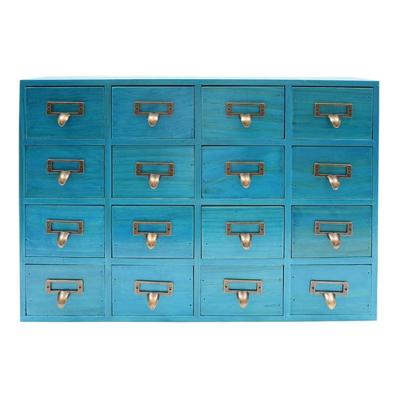 Wildnix Desk Apothecary Cabinet with 16 Drawers, Wooden Vintage Organizer for Home and Office Storage