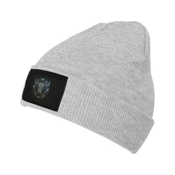 ZICANCN Taurus Star Sign Horoscope Knit Beanie Hat, Winter Cap Soft Warm Classic Hats for Men Women, Gray