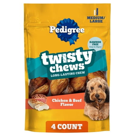 Pedigree Twisty Chews Long-Lasting Dog Treats Medium, Chicken & Beef Flavor, 9.17 oz. Pouch