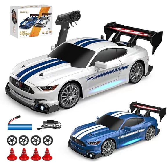 ATJIA RC Drift Car 1:24 Scale 4WD 2.4GHz 30KM/H High Speed Racing Sport Toy Car with LED Lights Racing and Drift Wheels