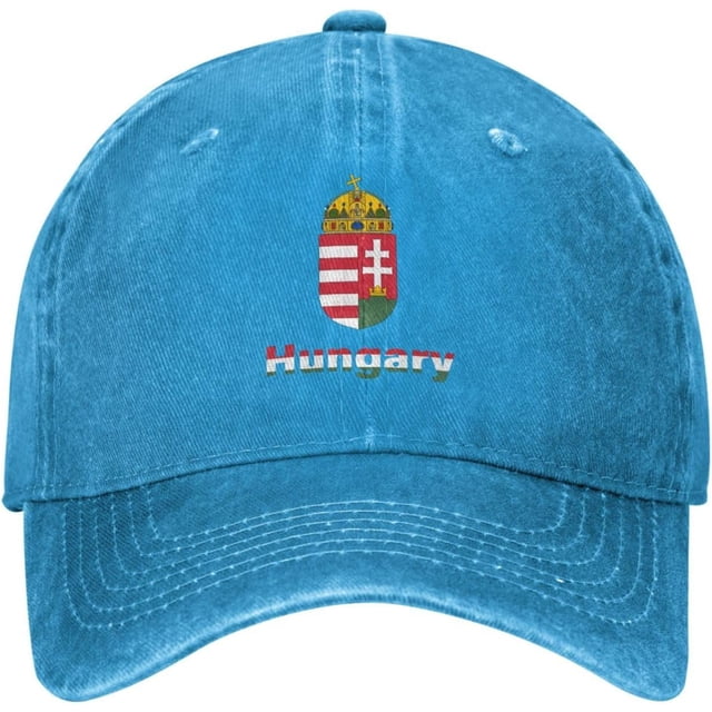 National Emblem Hungary Hungarian Ponytail Hats Washed Denim Baseball Cap Adjustable Caps