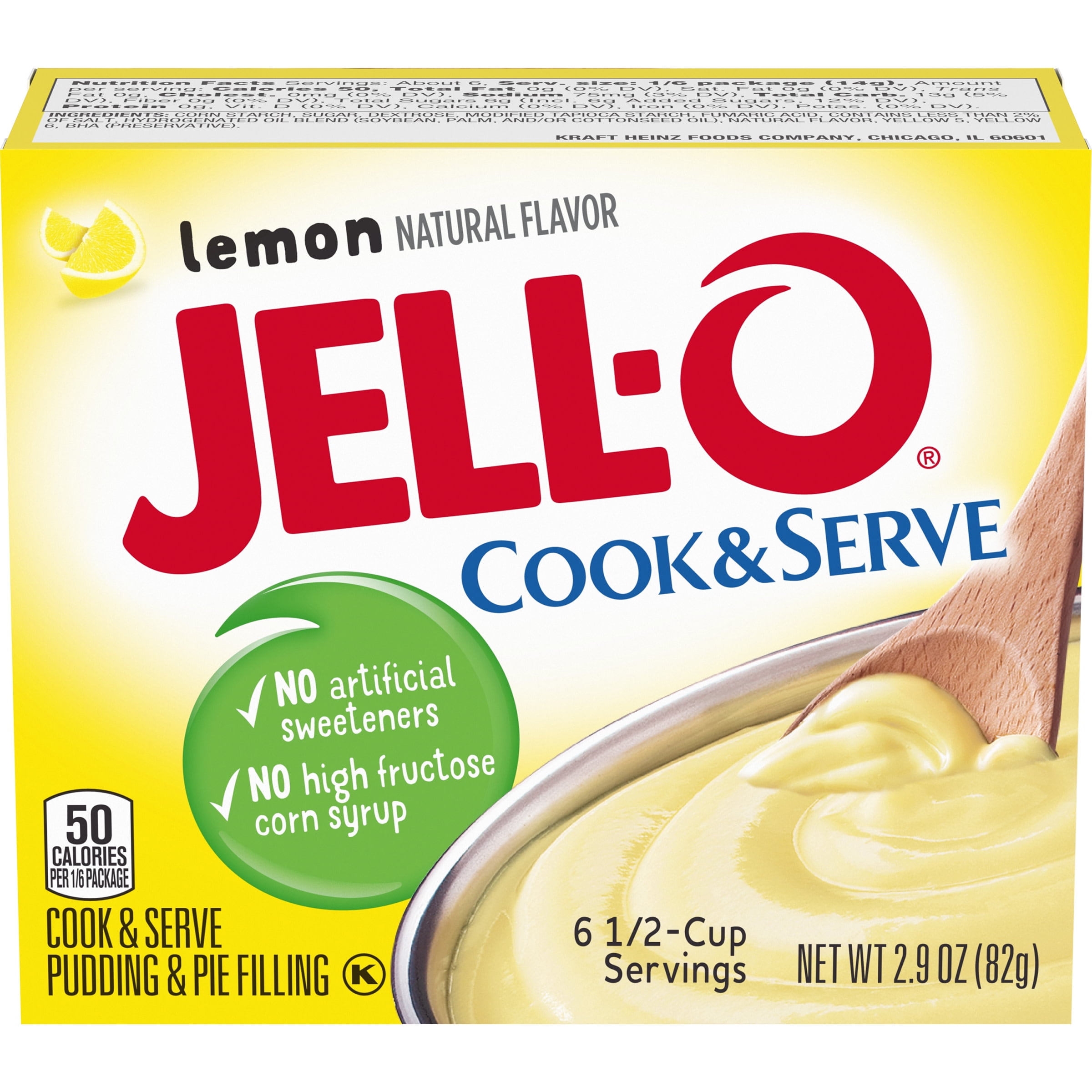 JellO Cook & Serve Lemon Pudding & Pie Filling Mix, 2.9 oz Box