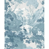 Brewster Home Fashions Eden Blue Crane Lagoon Wallpaper, 20.5-in by 33-ft, 56.38 sq. ft.