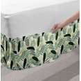 thumbnail image 2 of Botanical Bed Skirt, Monstera Fan Palm Banana Leaves Exotic Foliage Jungle Hipster Flowers, Elastic Bedskirt Dust Ruffle Wrap Around for Bedding Decor, 4 Sizes, Khaki Dark Green White, by Ambesonne, 2 of 2