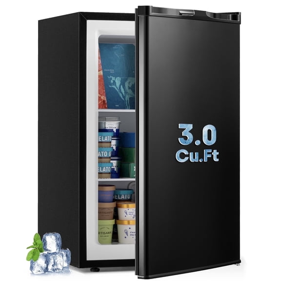 Dimedeal 3.0 Cu.Ft Upright Freezer with Removable Shelf, 7 Adjustable Thermostat, Stand-up Single Door Compact Freezer with Rapid Cooling Technology for Home, Kitchen, Dorm, Black (3.0 CU.FT)