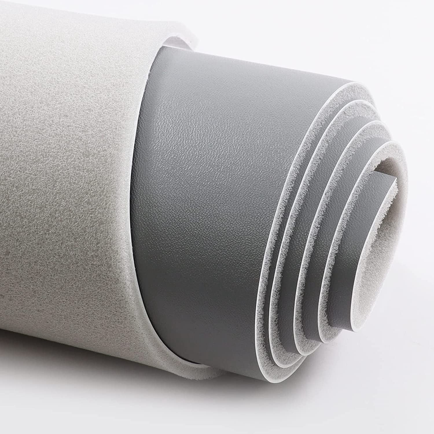 Foam Backed Vinyl Marine PU Fabric - 5/16" Foam Backing 54" Wide for Automotive/Home Headliner, Furniture Upholstery, Headboards, Replacement/Repair/DIY Sold - Grey