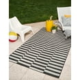 thumbnail image 3 of Unique Loom Outdoor Striped Collection Area Rug - Striped (6' 1" x 9' Rectangle Charcoal/Ivory), 3 of 10