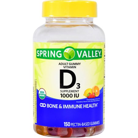 Spring Valley Vitamin D3 Adult Gummies, 1000 IU, 150 Ct - Walmart.com