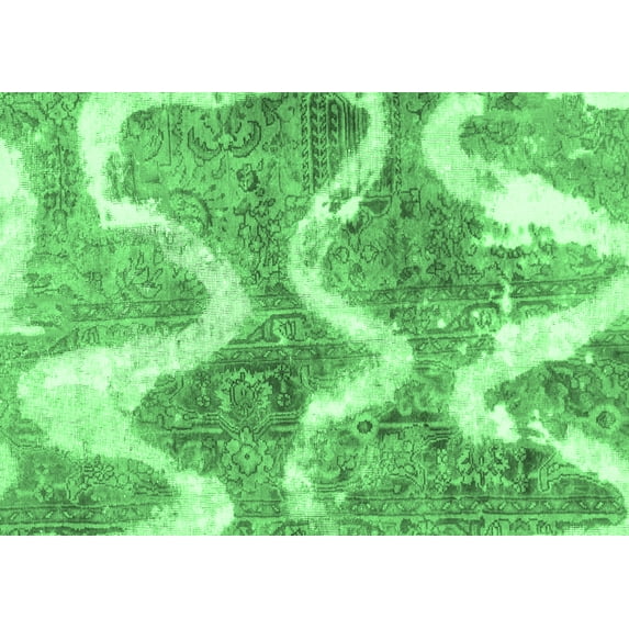 Ahgly Company Indoor Rectangle Abstract Emerald Green Modern Area Rugs, 8' x 12'