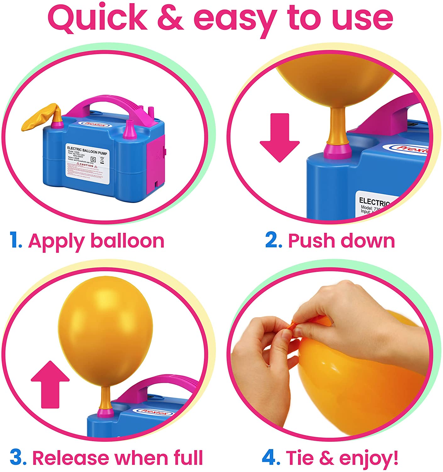 Prextex Portable Electric Balloon Pump 660W Blue photo 6