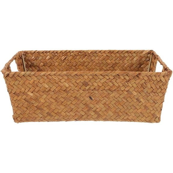HOMEMAXS Seagrass Woven Rectangle Basket Hand Woven Basket Desktop Woven Storage Basket