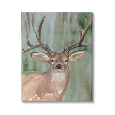Stupell Industries Contemporary Forest Buck Portrait Rustic Large Antlers, 16 x 20, Design by Annie Warren 