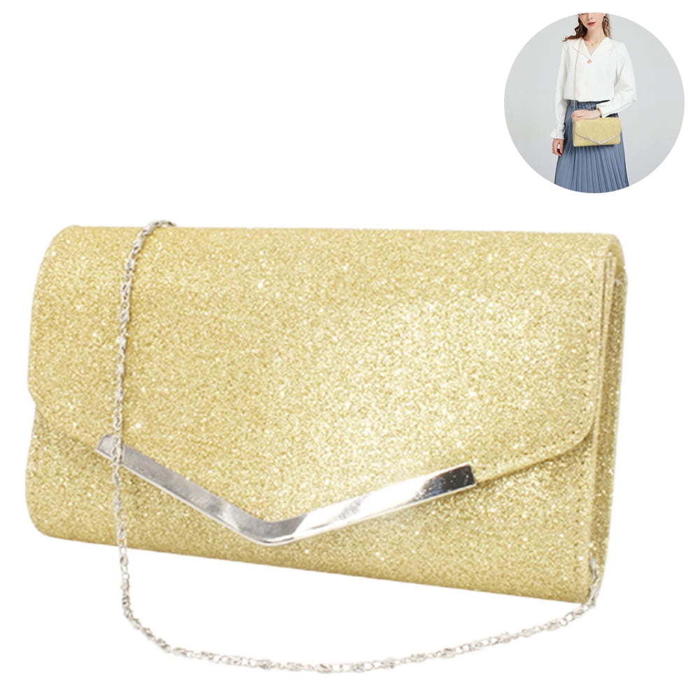 Women's Elegant Evening Clutch Envelope Prom Handbag Wedding Purse,Gold