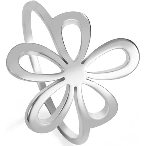 Zephyriana Stainless Steel Classic Ring Flower Jewelry Size 7-11 Hollow Out Accessories Gold, Silver Delicate Everyday Statement Rings for Women