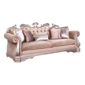 Acme Vendome Ii Sofa With 5 Pillows In Bone And Gold Patina Finish 53120 Walmart Com Walmart Com