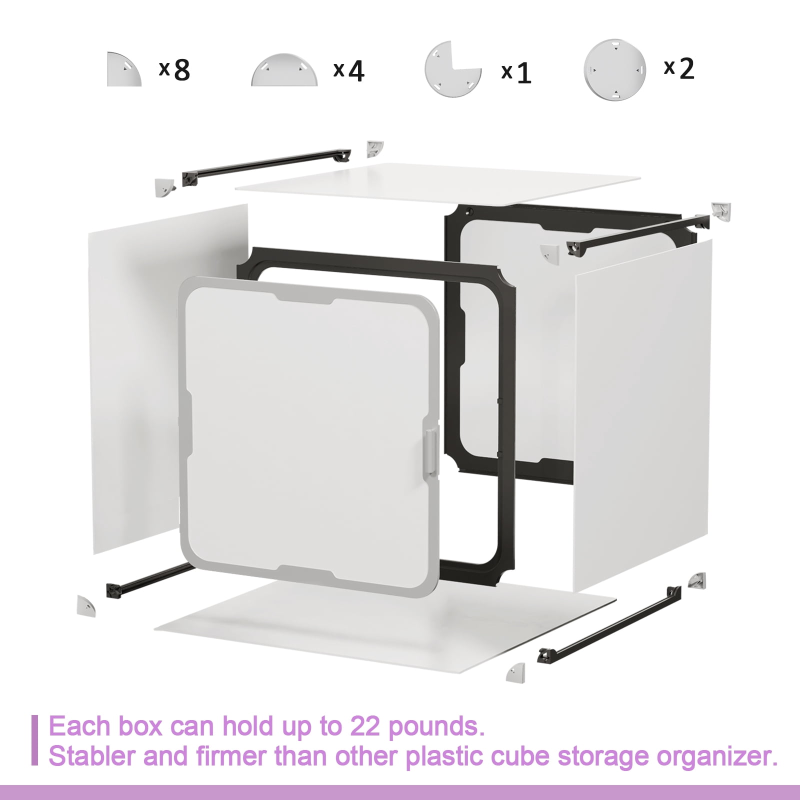 13.6"x12"x12" 4 pcs Home Storage Cabinet with Folding and Combination Function,White