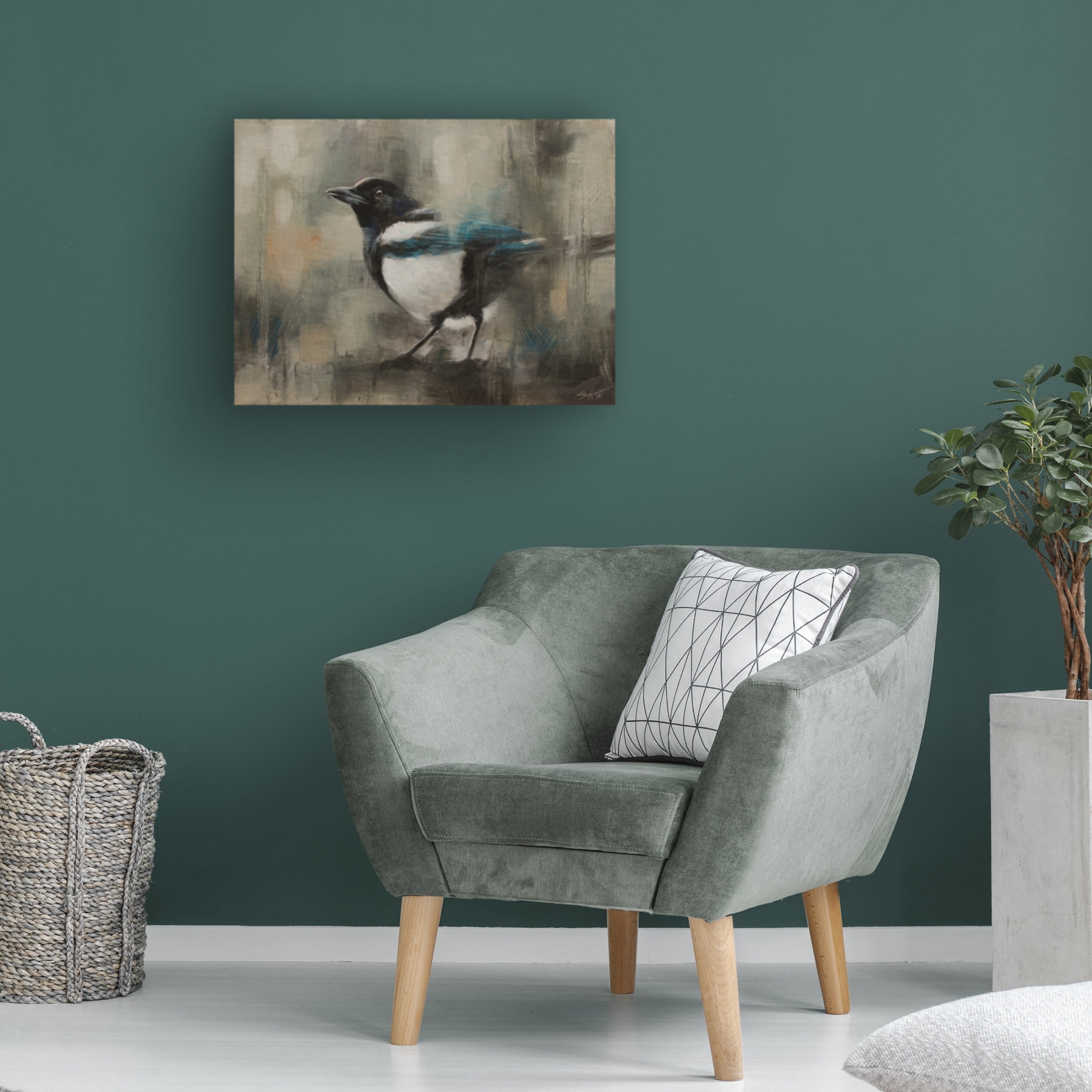 Canvas Wall Art - John Silver 'Magpie' Wall Art for Living Room, Bedroom, or Office Décor by Trademark Fine Art - 24 x 18 Inches