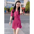 thumbnail image 1 of Traje de dos piezas para mujer, de temperamento delgado y profesional, con cuello alto, de verano, 1 of 5