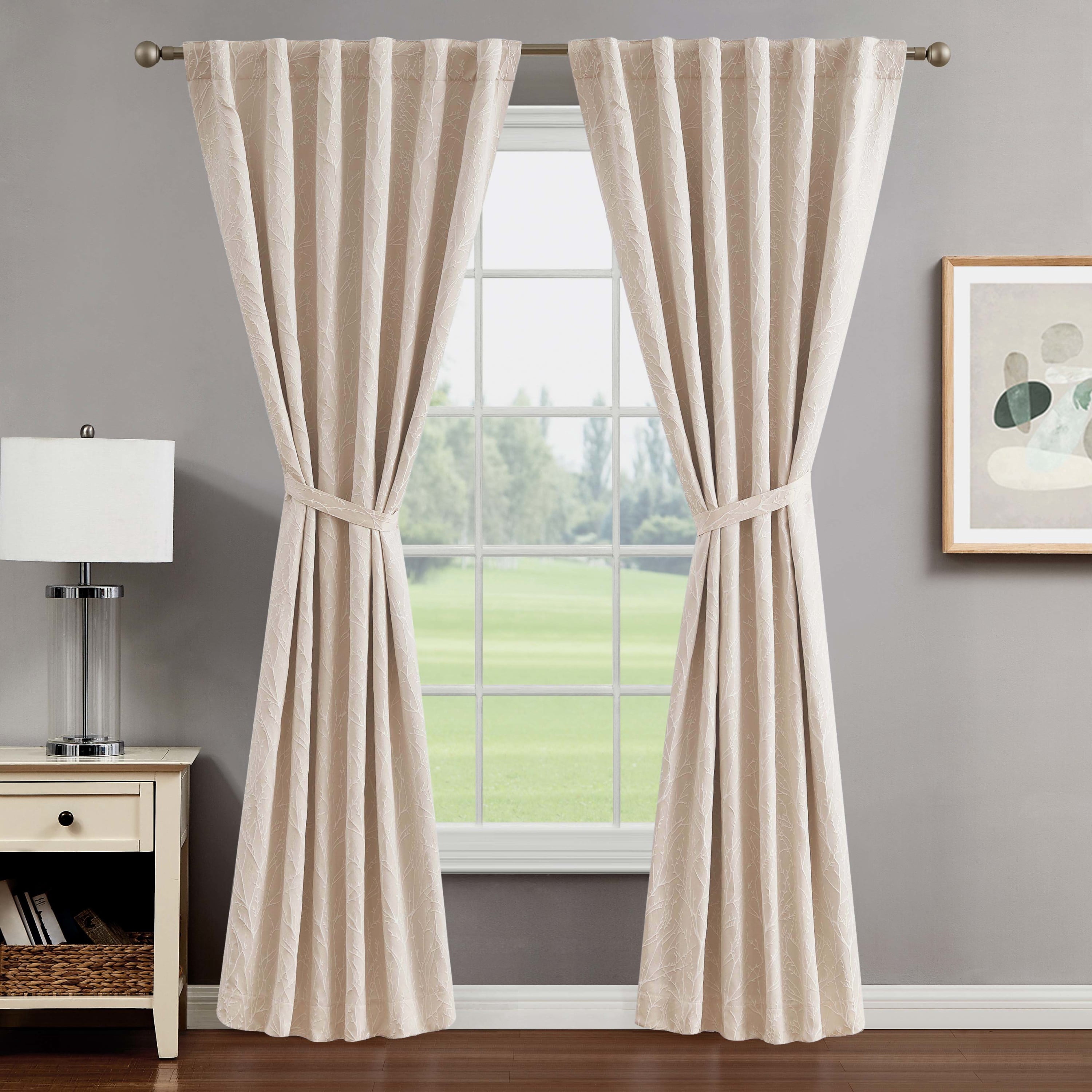 Collins Blackout Window Curtain Panels with Tiebacks, Back Tab, Champagne, 50" x 96"