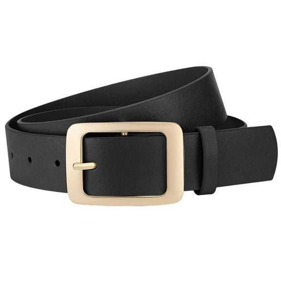 SWSMCLT Women's Faux Leather Belt Buckle Square Fall Spring Belt For Dress Adjustable Belts Metal Fashion Black X-Small-Large