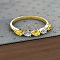 thumbnail image 3 of TriJewels 1.25 ctw Pear Cut Yellow Sapphire and Lab Grown Diamond 5 Stone Wedding Band in 10K Yellow Gold, 3 of 6