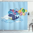 thumbnail image 1 of Ambesonne Cartoon Shower Curtain, Whale on Cloud Rainbow, 69"Wx84"L, Multicolor, 1 of 3