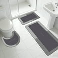 thumbnail image 5 of Gray Bathroom Rug Set Gray Bath Mat Set 3-Piece, Diatomaceous Earth Toilet Mat with Rubber Non-Slip Backing, Quick Dry Absorbent, Washable Shower and Bathroom Floor Rugs for Home Decor, 5 of 9