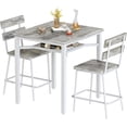 thumbnail image 3 of LinkRomat 3 Piece Bar Table Set, Counter Height Square Kitchen Table with Storage Shelf and 2 Stools, Compact Dining Set for Small Apartments, Gray, 3 of 9