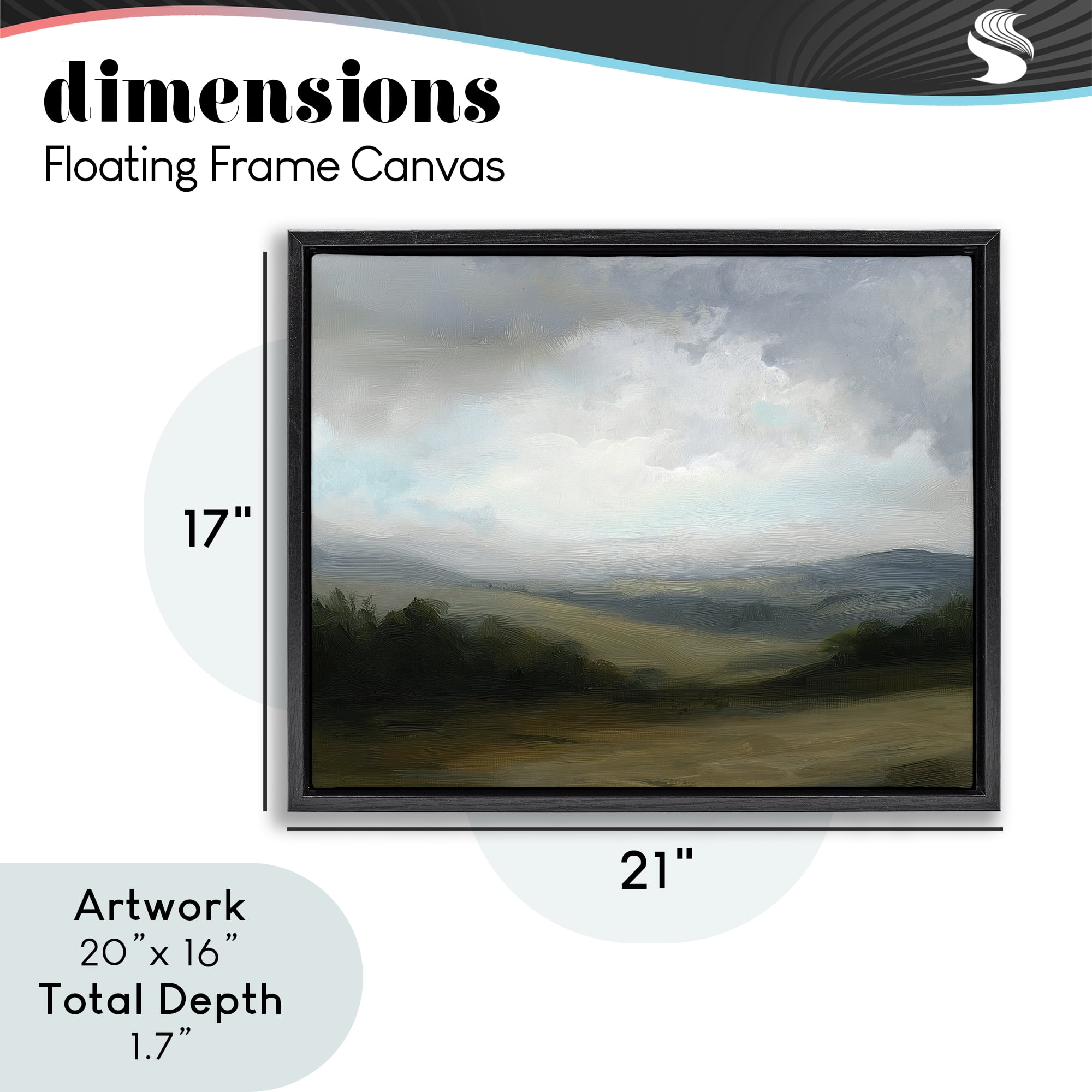 Stupell Industries Refreshed Quiet Rolling Hills Black Framed Floater Canvas Wall Art, design by Annabelle Hall