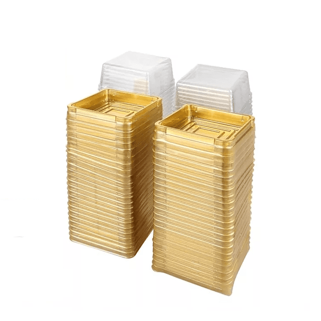 Mini-cajas Plastico Transparente,cupcakes,magdalenas,100pz dorado transparente