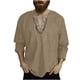 thumbnail image 2 of Blusas y camisas de manga larga con cuello en V para hombre, blusas casuales de moda con cordón y cuello en V de manga larga, blusas para hombre, 2 of 5