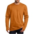 thumbnail image 2 of VBVC Men's Long Sleeve Crewneck T Shirt with Thumb Holes , Basic Lightweight Stretchy Top For Men, Orange , S-3XL, 2 of 7