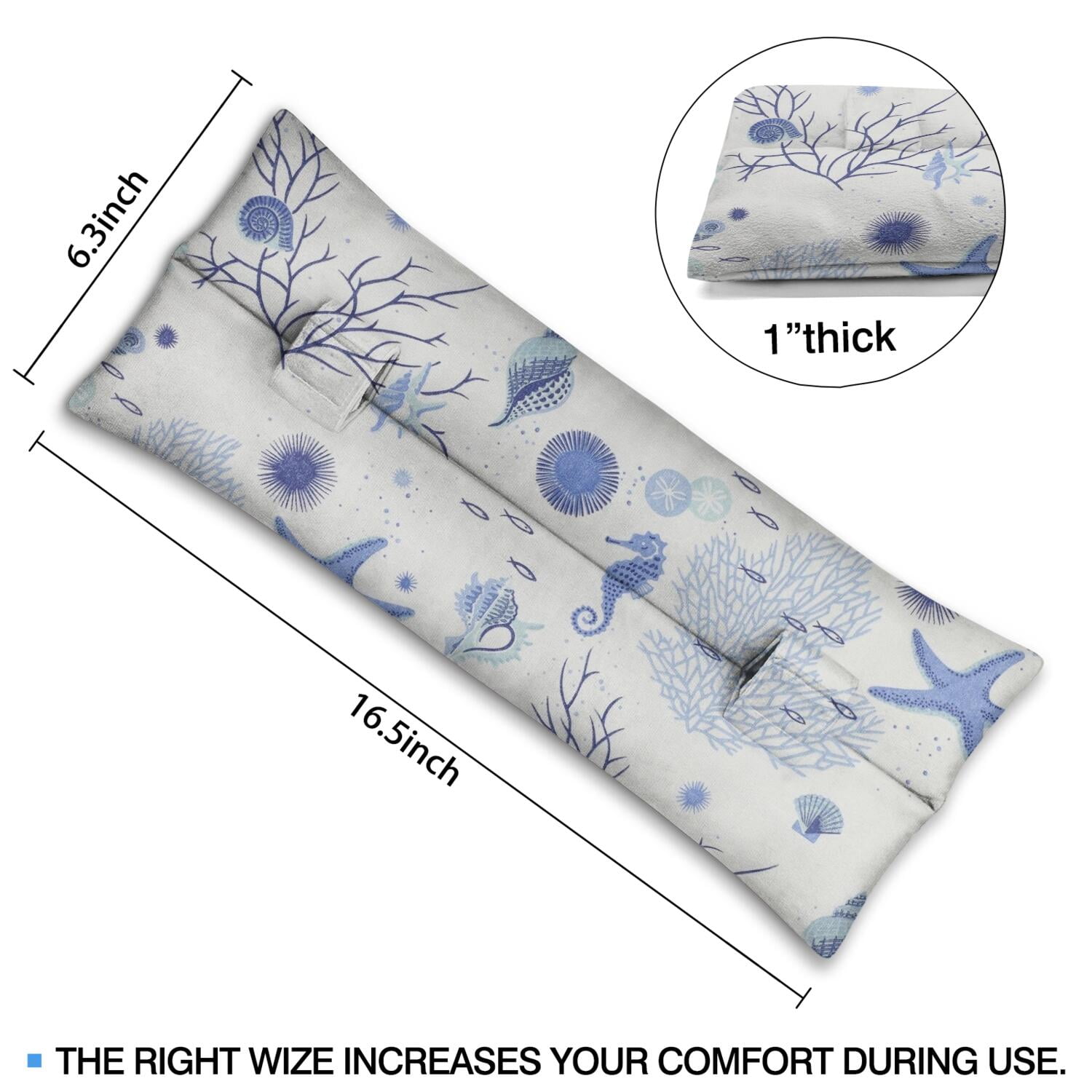 Seaside-Themed Mastectomy Seatbelt Pillow - Post-Surgery Recovery Cushion with Watercolor Ocean Starfish Design - Breast Cancer Port Heart Surgery Comfort Pad