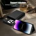 thumbnail image 4 of Allytechgroup Case for iPhone 16 for Girls Women, With Card Holder Detachable Shoulder Strap Premium PU Leather Design Stand Shockproof Protective Phone Case for iPhone 16, Black, 4 of 6