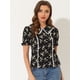 thumbnail image 2 of Blusa Allegra K Con Volantes En La Manga Y Cuello Peter Pan Floral Para Mujer Negro XL, 2 of 5