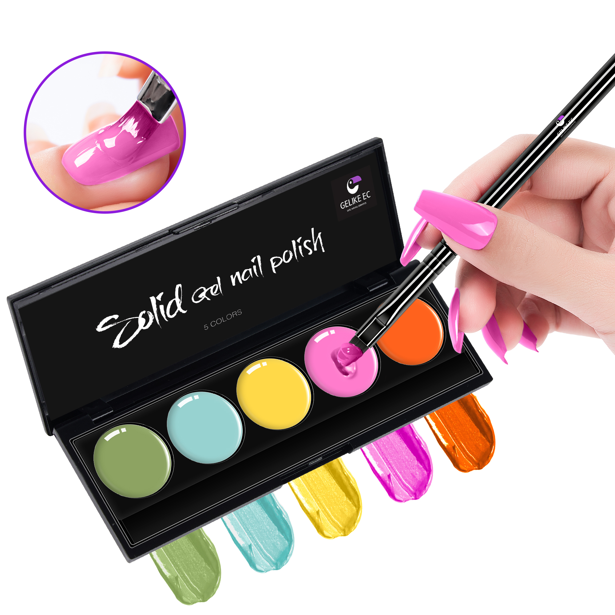 Gelike EC Solid Gel Nail Polish, 5 Colors Dark Bright Red Gel Nail