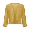 thumbnail image 4 of Girls Sequin Jacket Sparkly Glitter Open Front Cropped Blazer Lightweight 3/4 Length Sleeve Jacket Yellow 130, 4 of 7