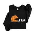thumbnail image 3 of Pumpkin Ghost Halloween Sweatshirt for Women, Teens & Kids Cute Cozy Ghost and Pumpkin Sweater Black Sweatshirt Adult Large, 3 of 4